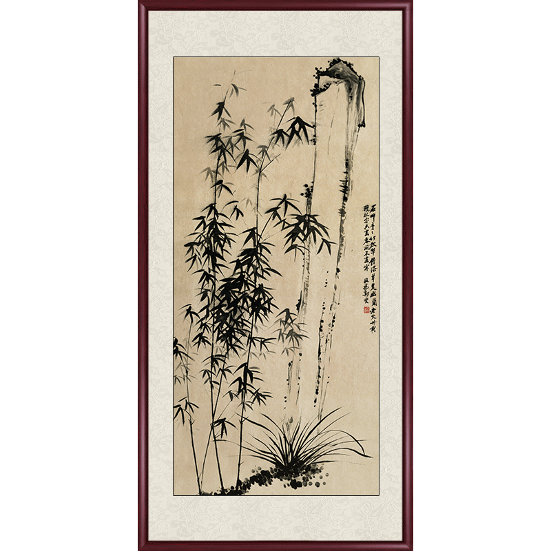 中国古美術・純手描き三尺画芯竹子図・水墨画・鄭板橋印款・書道・肉筆・带水印・宣紙 中国古美術・純手描き三尺画芯竹子図・水墨画・鄭板橋印款・書道