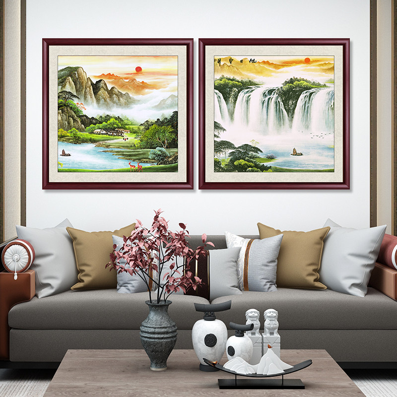 手绘真迹山水画鸿运当头国画,客厅装饰画靠山图,办公室背景墙壁挂画必备!🎨-国画-淘宝百科网