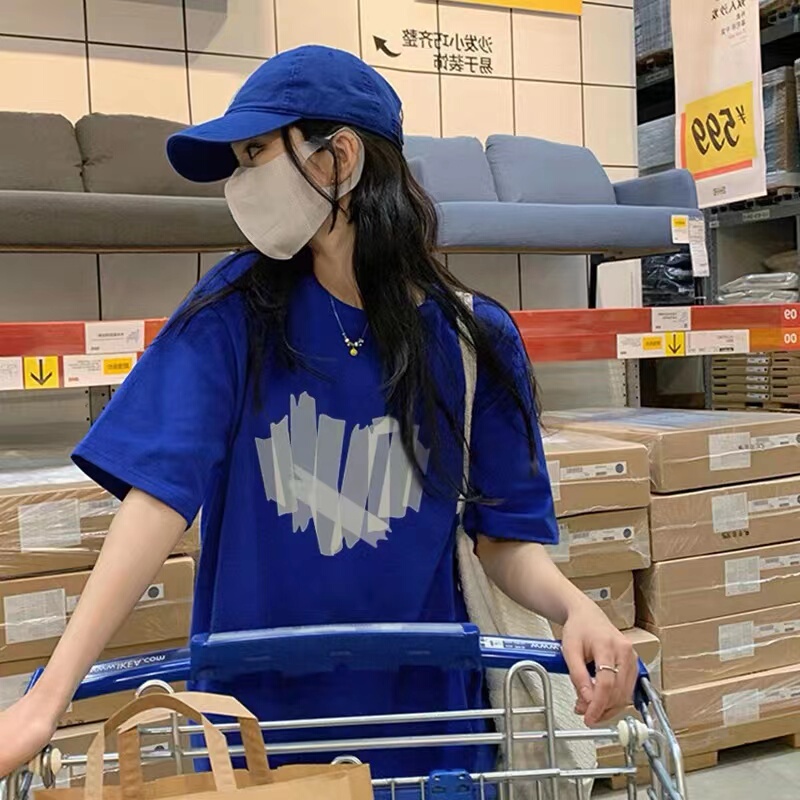 Klein Blue Short-Sleeved T-Shirt for Women, Summer 2026 New Style, American Oversize Loose Design Top