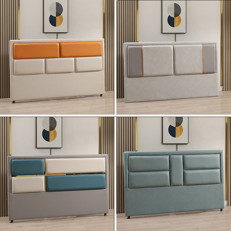 Ultra-thin solid wood beds with back packs one purchase headboard whole floor-to-ground technology cloth simple modern light luxury