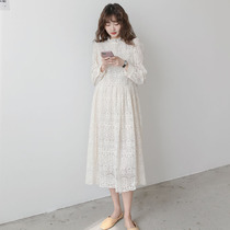 Maternity Autumn 2022 New Maternity Lace Dress Loose Large Size Maternity Long Skirt Casual Skirt