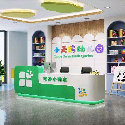 White paint front desk high-end simple fashion modern kindergarten small bar reception desk light luxury cash register cabinet