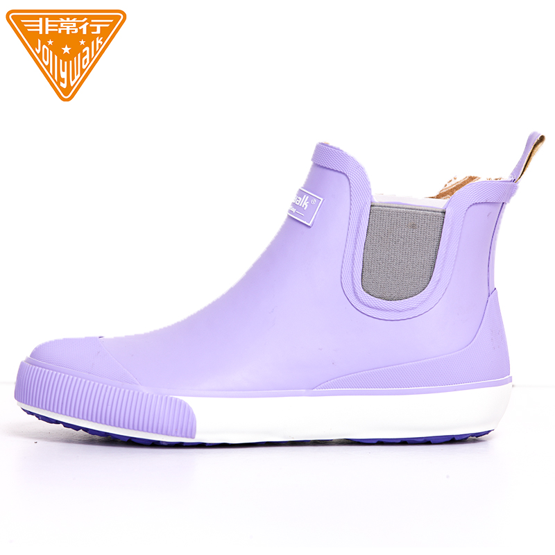 Violetma'am Rubber shoes waterproof non-slip Low Gang fashion wear-resisting rubber Boots Rain shoes female tide Water shoes female Short tube Overshoes