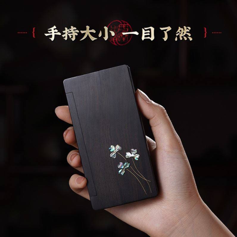 Portable Incense Box for Travel, Agarwood Portable Box, Antique-Style Sandalwood Incense Box, Mother-Of-Pearl Sandalwood Clover Incense Burner