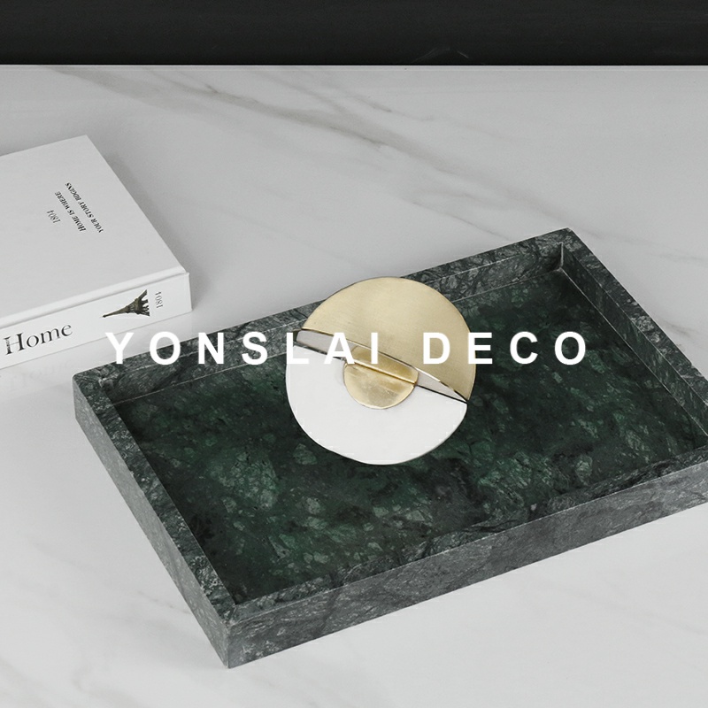 Simple modern light luxury natural marble tray soft decoration storage tray model room home desktop decoration