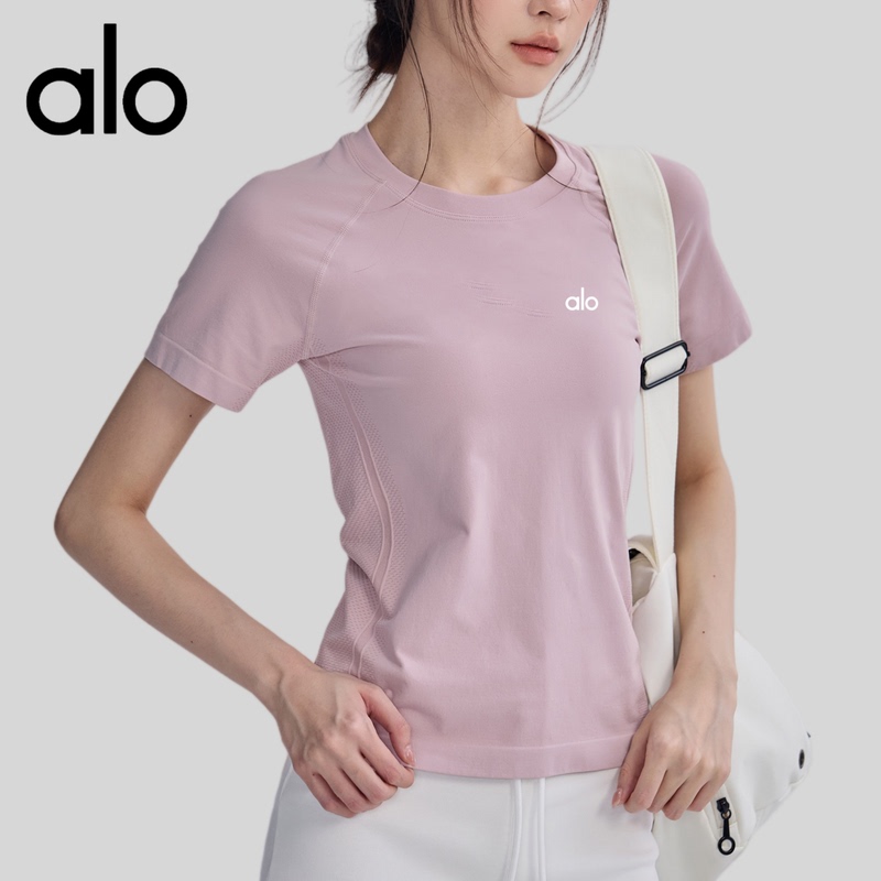 Aio Round Neck Elastic Yoga Wear Short-Sleeved Women's Breathable T-Shirt Summer Slimming Quick-Drying Running Sports Top Summer