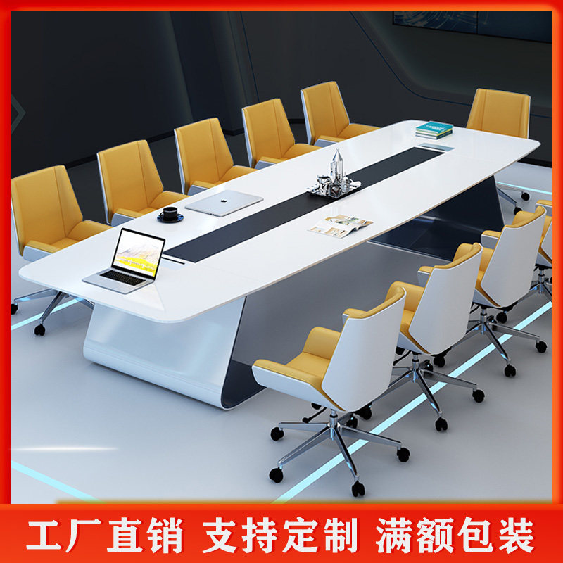 White Painting Table Long Table Simple Modern Bar Table Training Table Personality Large Meeting Room and Chair Combination