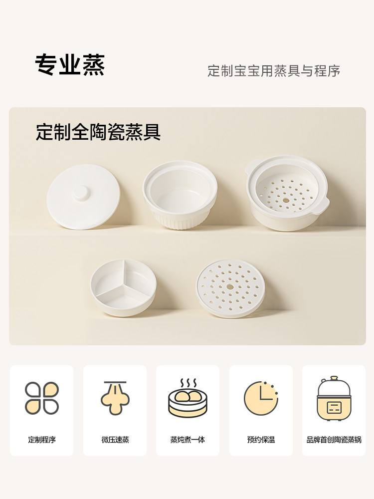 Plodon Small Ceramic Egg Steamer for Home Use, Multifunctional Breakfast Appliance, Electric Steamer