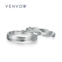 VENVOW diamond ring pair ring Couple male and female 18k white gold diamond ring engagement wedding ring pair