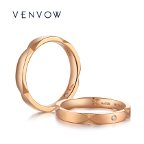 VENVOW couple ring 18K rose GOLD ring female engagement wedding ring pair original design