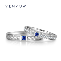 VENVOW couple ring male and female 18K white gold diamond ring engagement wedding ring pair original design