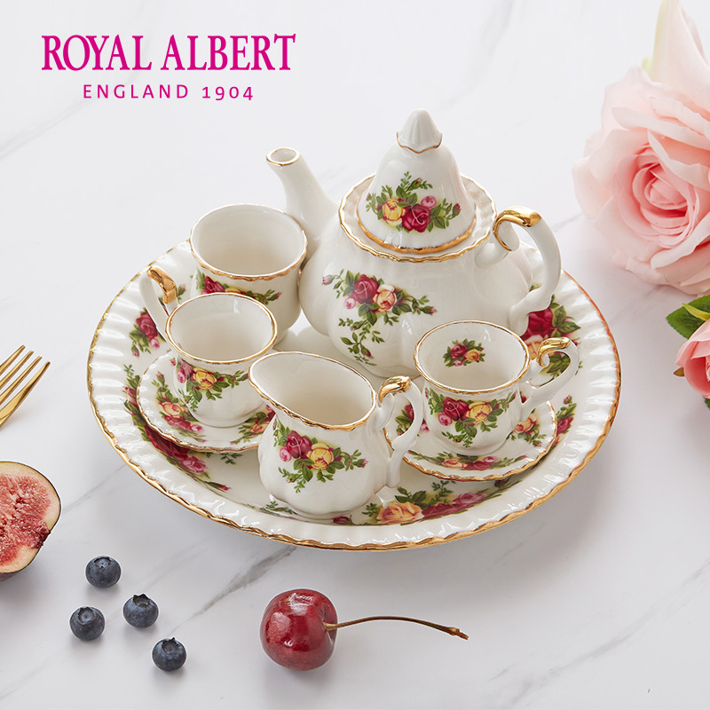 Royal Albert Old Town Rose Mini Teapot Teacup Coffee Cup Set Gift Box