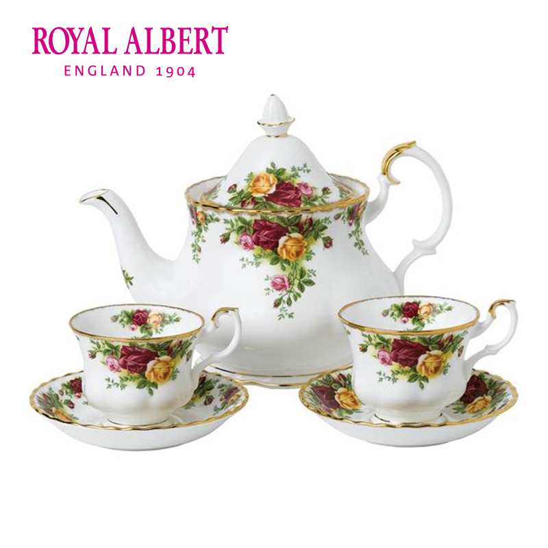 Royalalbert Royal Albert Old Town Rose Series Bone China Teapot Coffee Cup and Saucer Gift Set