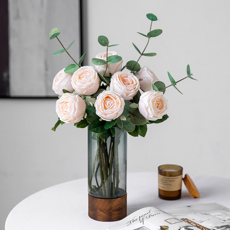 Fake Flower Emulation Floral Furnishing Morandi Series Sanla Moisturizing Rose Flower Flower Arrangement Drying Flowers Flower Art Table Decoration Flowers