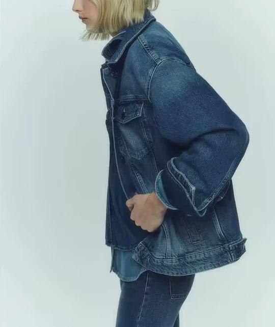 Женская куртка из денима MD 2024 новый стиль лацкан однобортная slim fit модный дизайн 6736577
