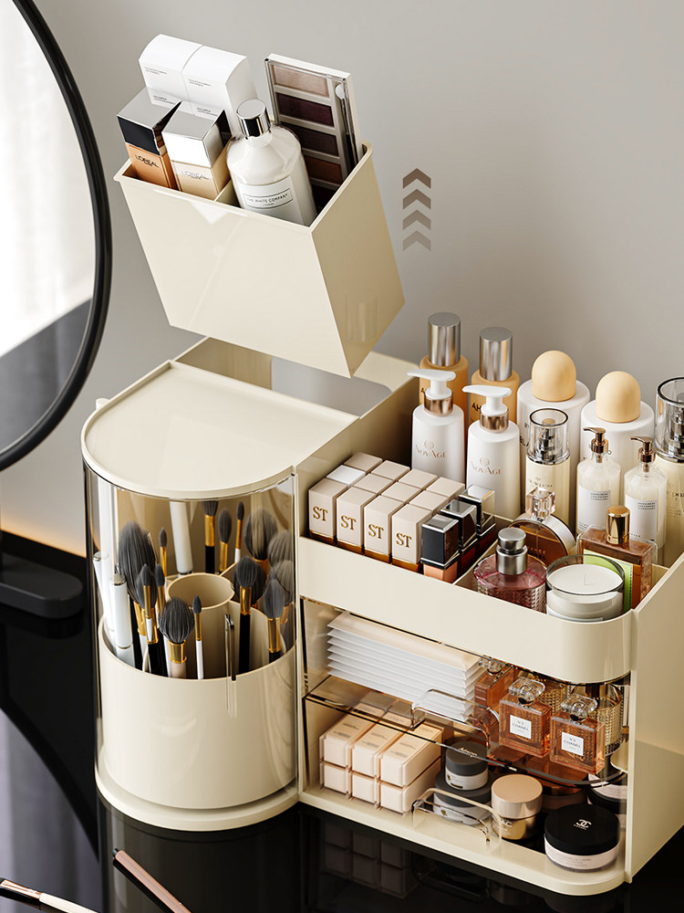 Cosmetic Storage Box, Desktop High-End Dressing Table, Dust-Proof Skin Care Products, Makeup Brushes, Perfume Storage Rack