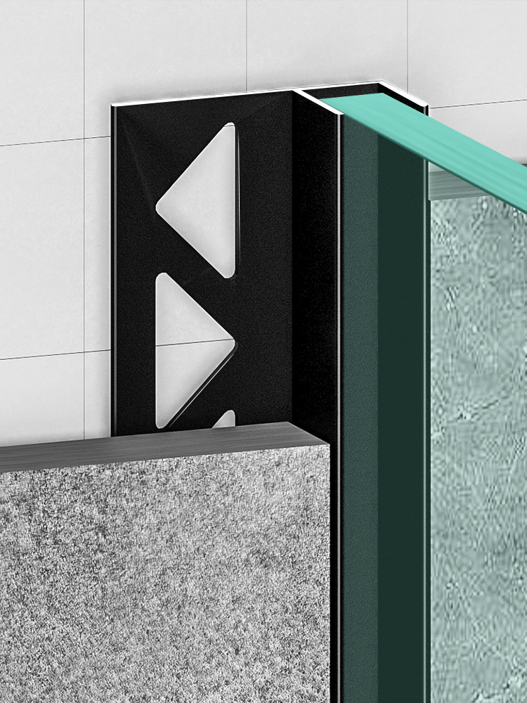 Aluminum Alloy F-Shaped Glass Slot Bathroom Partition Shower Room Tile Embedded Parts Invisible U-Shaped Edge Strip