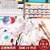 National Painting Tool Suit 12 Color 24 Color Paint Large Capacity Beginners Water Ink Painting Introductory Children Elementary School Childrens Minerals