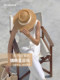 French-Style Old Money Style New Flat-Top Straw Hat for Women, Suitable for Beach Vacations, Sun Protection, and Uv Protection