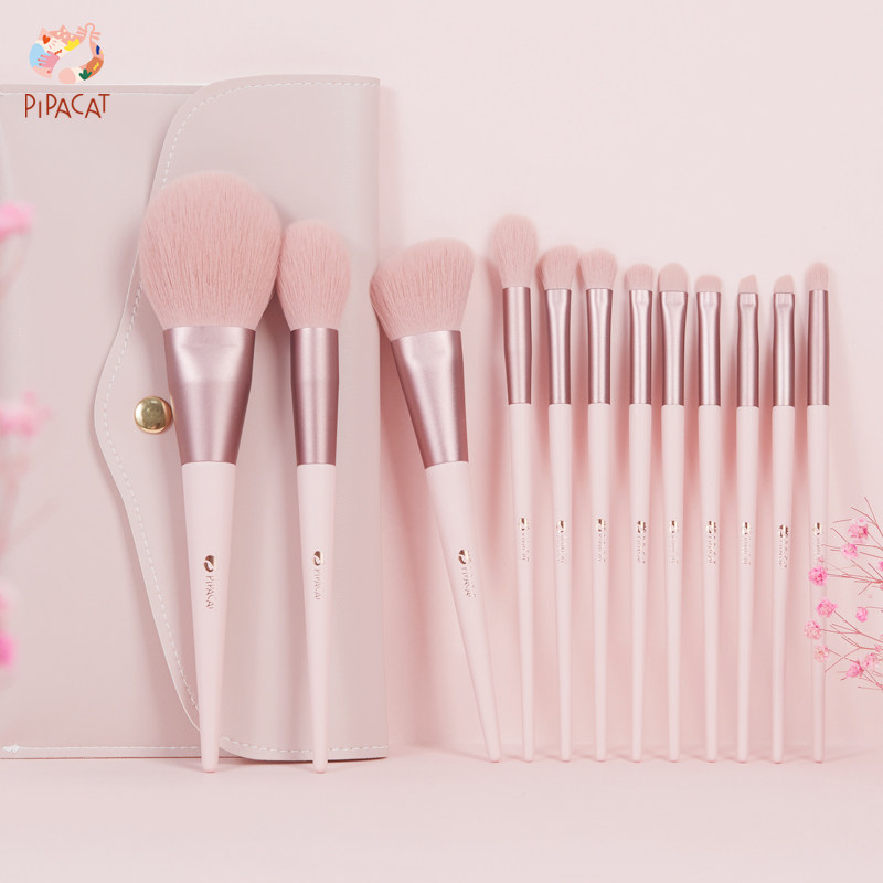 Pipa cat powder peach 12 makeup brush set Cangzhou full set of ultra-soft affordable loose powder brush eye shadow beauty tools
