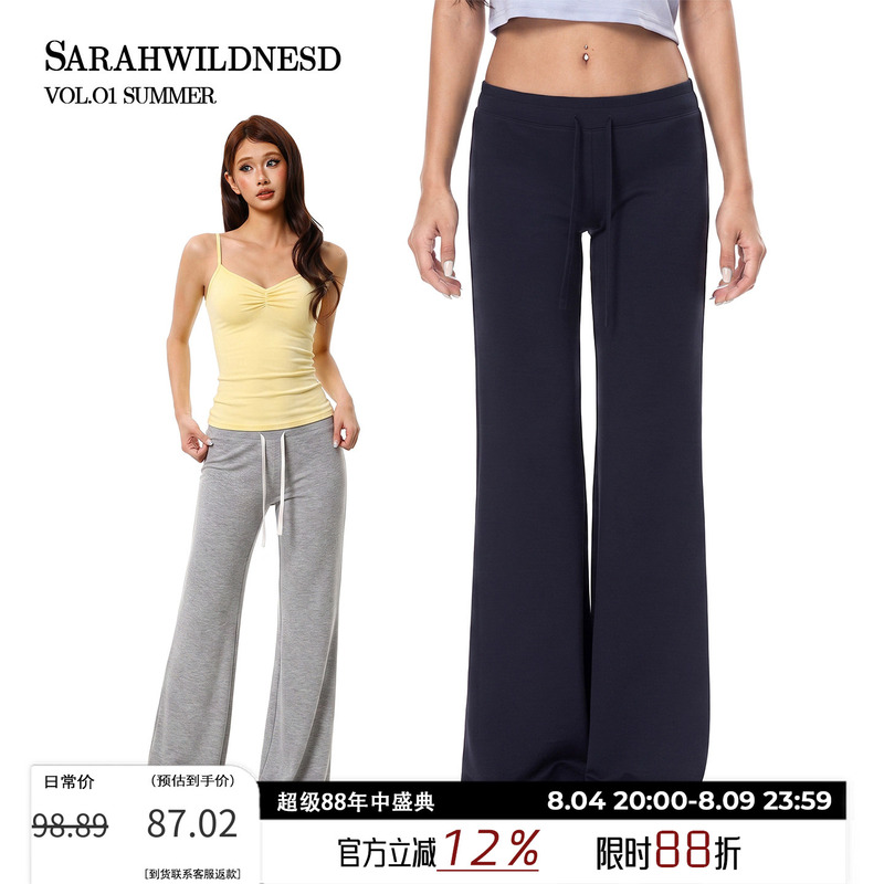 Sarahwildnesd American-Style Low-Waist Slim-Fit Casual Pants for Women, Summer Hot Girl Sports Gray Flared Sweatpants Sarahwildnesd American-Style Low-Waist Slim-Fit Casual Pants for Women, Summer Hot Girl Sports Gray Flared Sweatpants