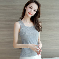 Hong Kong style retro chic lace suspenders short sleeveless t-shirt vest for women summer inner wear with bottoming top