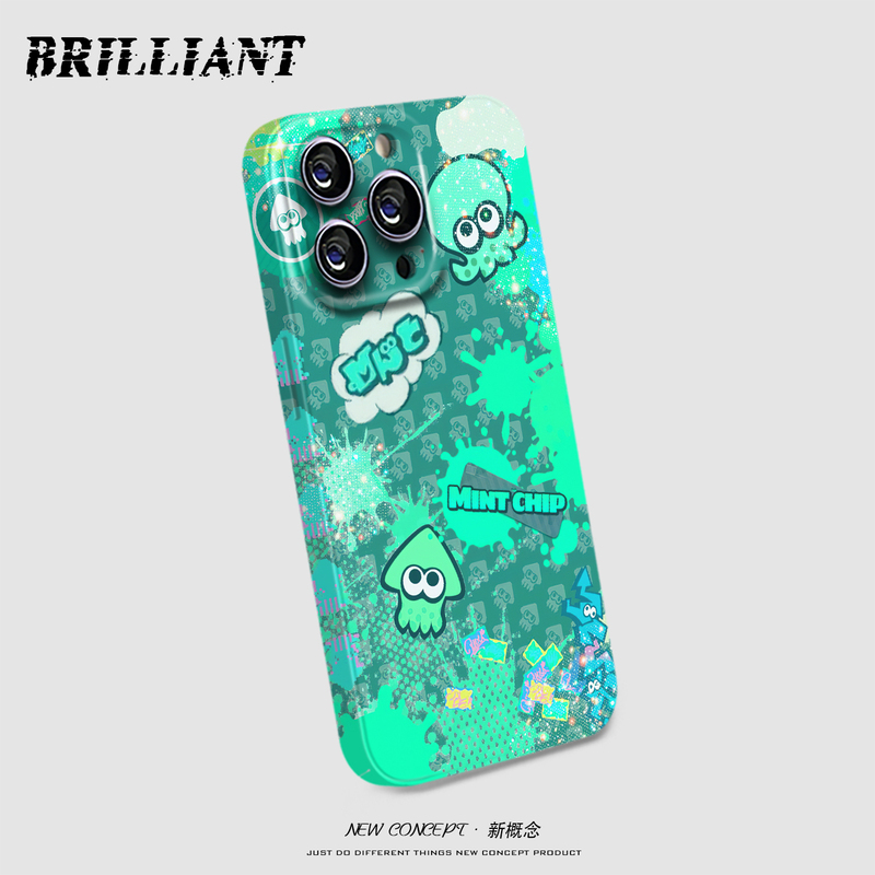 Cartoon-Style Splatoon Phone Case with High Aesthetic Appeal, Unique and Non-Repetitive Design, Suitable for Apple 15 Pro Max, Huawei, Xiaomi, Soft Case, Full Protection, Anti-Drop