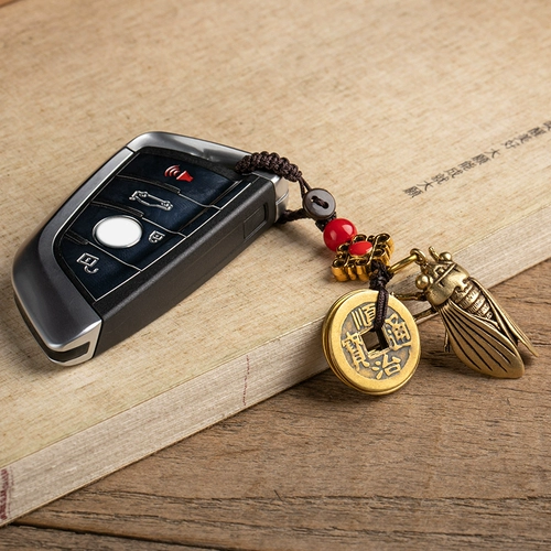 Латунный брелок, сумка, плетеный ремешок ручной работы, подвеска