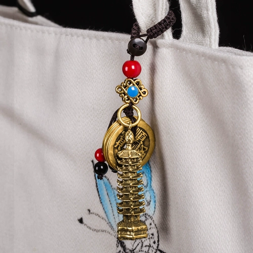 Латунный креативный брелок, ретро украшение на сумку