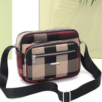 Oxford Cloth Bag 2021 New Striped Plaid Pack Multi-Layer Middle Aged Mother Small Bub Bag Woman Bag Canvas Slanted Satchel