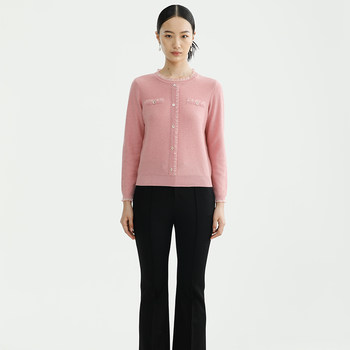Debrafen's new winter round-neck knitted bottoming shirt, women's top with thin pink long-sleeved knitted sweater