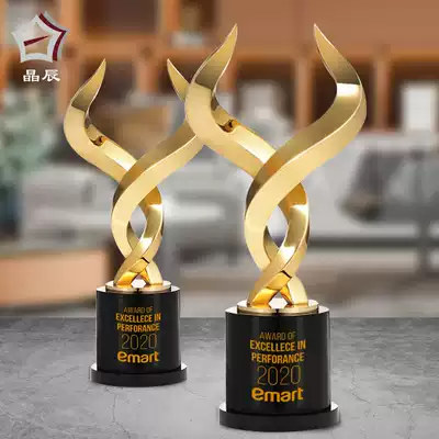 Trophy customization Metal trophy customization High-end Taurus trophy annual meeting honor pin crown creative cowish trophy customization