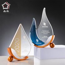 Trophy customization K9 crystal trophy customization annual meeting Awards Creative License license staff award trophy customization