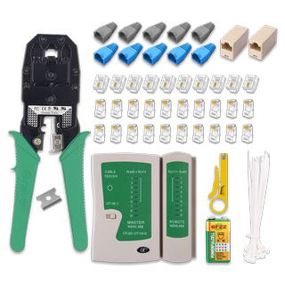 网线钳套装网络工具测线仪多功能超五类六类RJ45七类压线钳水晶头网线测试仪网络宽带线制作夹线钳打线刀套件