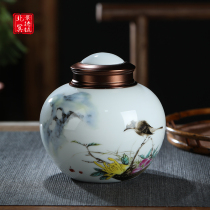 Jingdezhen hand-painted pastel flowers and birds tea cans Ceramic sealed cans Household tea cans gift box packaging tea cans
