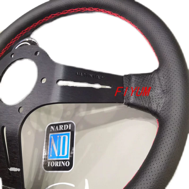 Nardi14 --дюймовый автомобильный модифицированный гоночный кожаный шрифт прокола кожа в полости красная линия конкурентный спортивный тип универсальное рулевое колесо