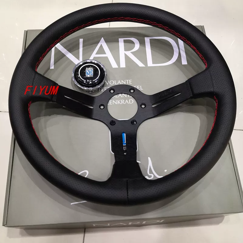 Nardi14 --дюймовый автомобильный модифицированный гоночный кожаный шрифт прокола кожа в полости красная линия конкурентный спортивный тип универсальное рулевое колесо