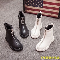 Martin boots Girls velvet British style autumn and winter big Virgin girl Martin boots Booties net red children velvet cotton shoes