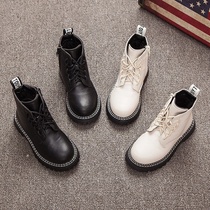 Boys Martin Boots Velvet thickened Childrens Martin boots Girls Korean winter British wind big child leather boots winter