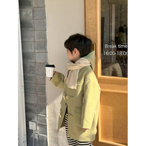 Double-sided wool coat for boys and girls 2023 new autumn and winter baby thickened Korean woolen coat childrens clothing