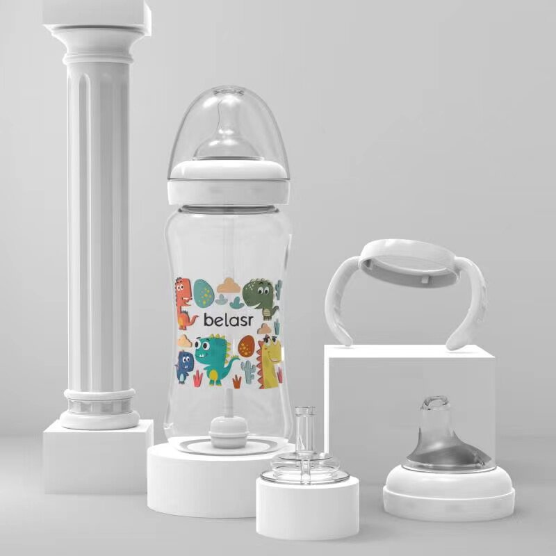 belasr newborn one year old wide mouth glass feeding bottle ppsu milk bottle big baby 1 year old duckbill glass-Taobao