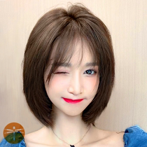 Wig Lady Short Hair Hairstyle All Headgear 2021 Temperament Repair Round Face Mesh Red Full Headgear Emulated Natural Wave Head