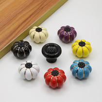 Drawer cabinet door handle ceramic colorful pumpkin handle modern minimalist wardrobe shoe cabinet round single hole handle