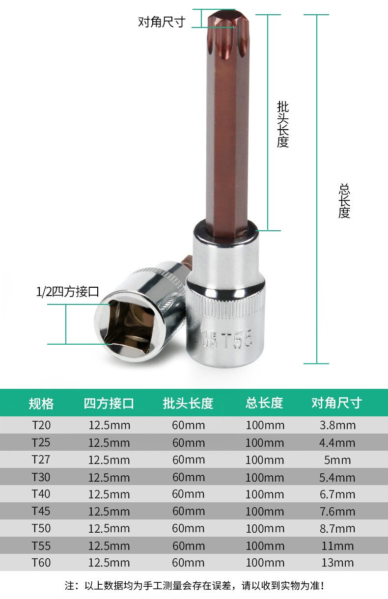 Screw sleeve 1/2 press batch sleeve pattern S2 plum blossom screw sleeve head batch head T40T45T50T55T60