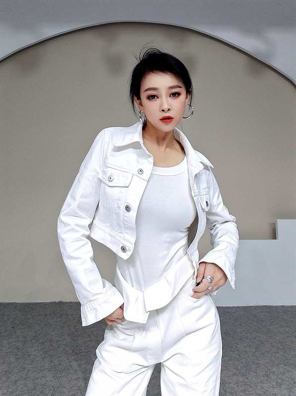 Niche Design New White Denim Versatile Shorts Women's Denim Jacket Casual Stylish Outerwear