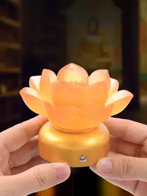 Rechargeable Lotus lamp Buddha lamp Household colorful glass Buddha lamp Buddha supplies Guanyin Changming Lamp Lotus Buddha headlight