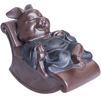 Jingcizhai Ceramic Tea Pet Retro Palace Purple Sand Rabbit Master Handmade Desktop Tea Tray Ornaments Can Be Raised and Played for Tea Appreciation