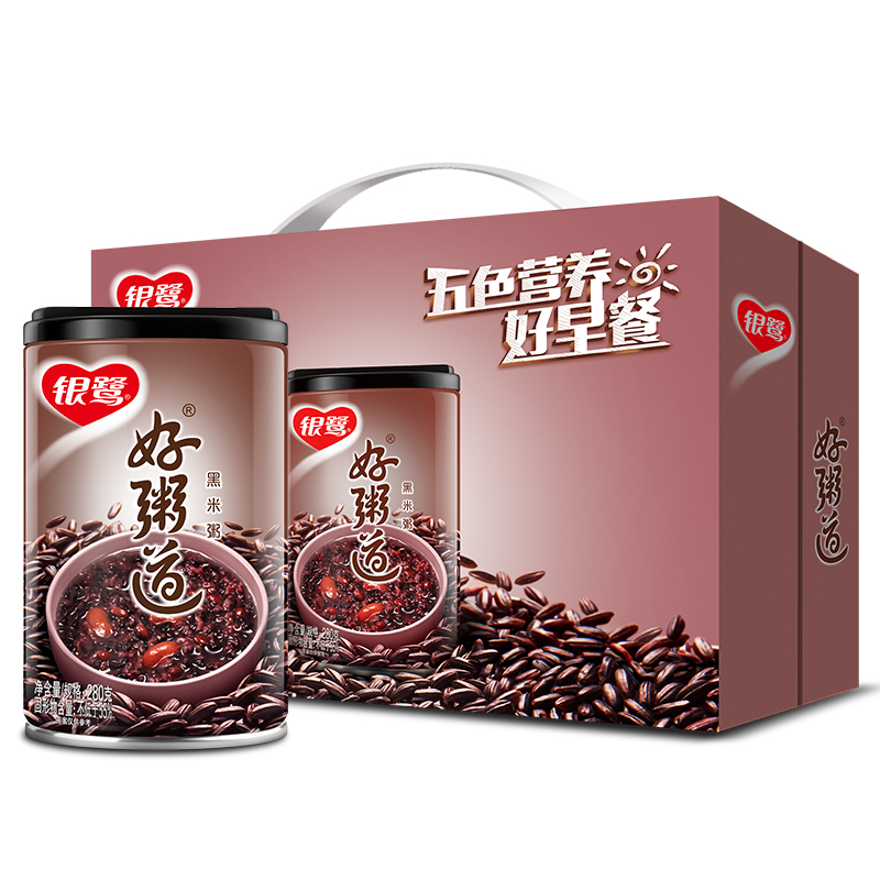 Silver Egret Eight Treasure porridge Good porridge Road whole box of black rice porridge 280g * 12 pot celeriatry ready-to-eat breakfast convenient for porridge