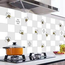 Kitchen oil-proof sticker Waterproof high temperature resistant tile stove surface wallpaper self-adhesive range hood cabinet oil-proof wallpaper