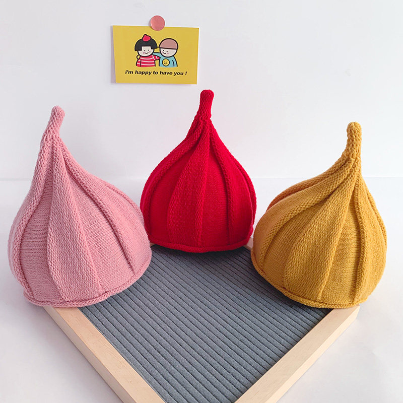Baby hat Autumn and winter baby pullover hat Korean version of the male and female children's wool hat warm children's knitted hat pointy hat tide